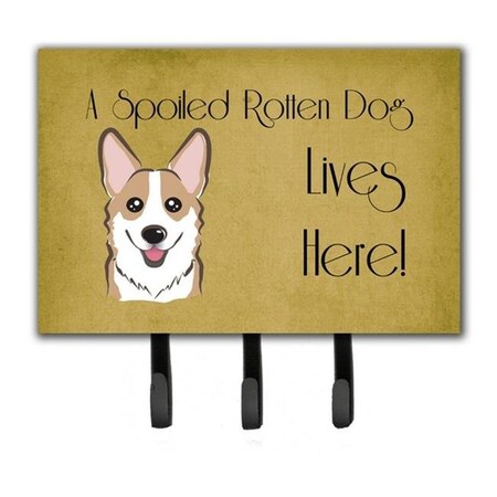 Carolines Treasures Carolines Treasures BB1501TH68 Sable Corgi Spoiled Dog Lives Here Leash & Key Holder BB1501TH68